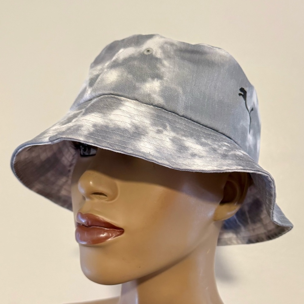 Puma Gray White Tie Dye Bucket Hat Steel Blue